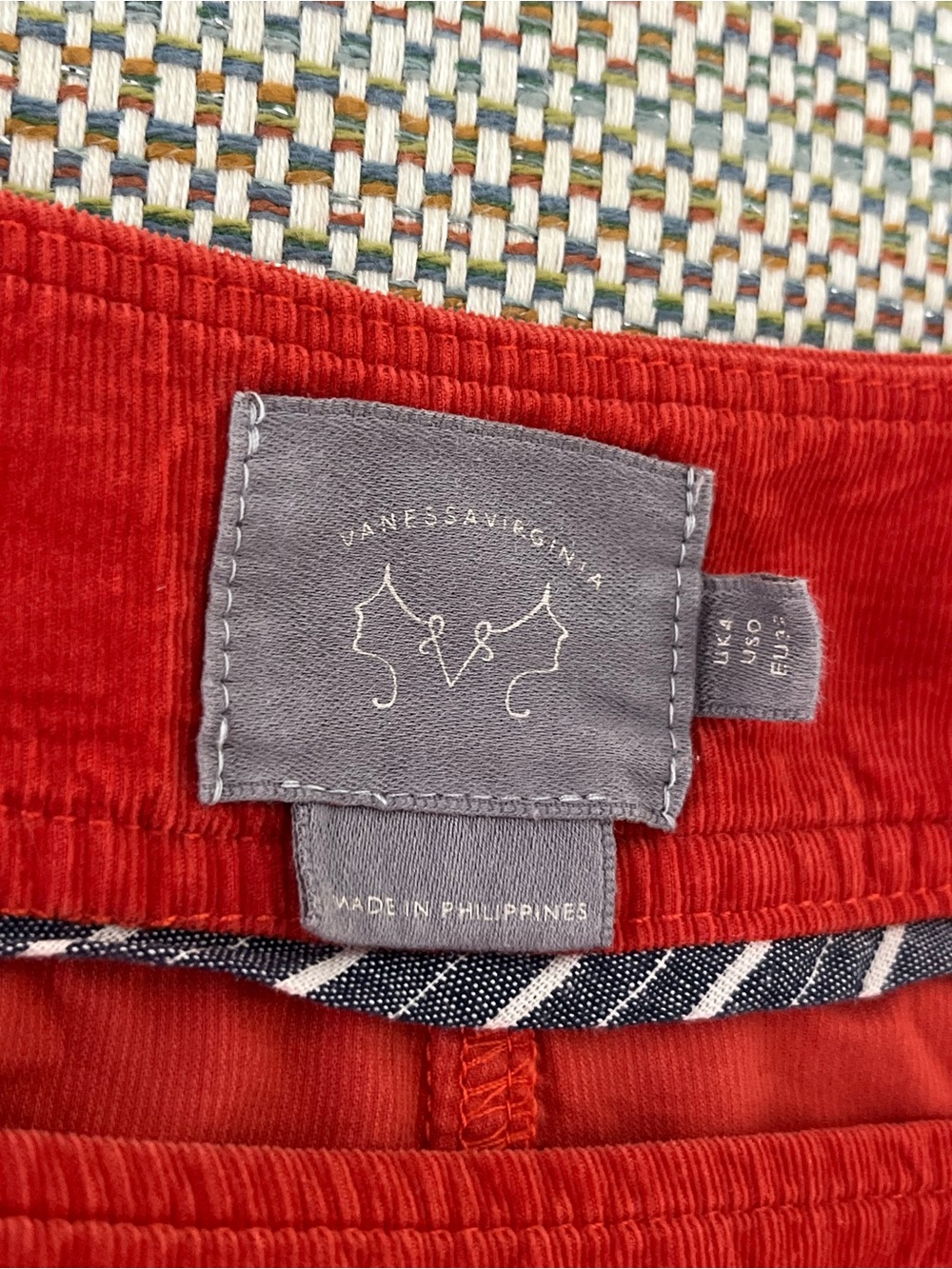 Red Corduroy Midi Skirt - Picture 5 of 9